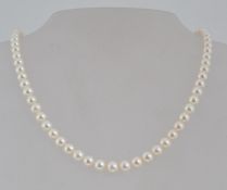 A ladies pearl necklace choker with 18ct