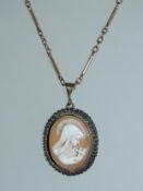 An early 20th century cameo pendant neck