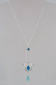 A 925 silver Art Nouveau style drop pend