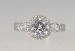 A 925 silver ring set with a central CZ