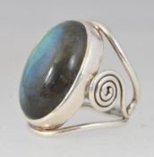 A 925 silver dress ring with large agate
