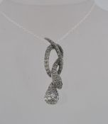 A 925 silver pendant necklace with larg