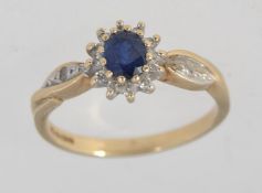 A hallmarked 9ct gold ring set with a ce