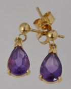 A pair of 18ct gold hallmarked amethyst