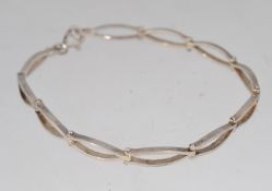 A 925 silver bracelet with oval links wi