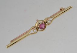 An Edwardian 15ct gold and seed pearl ba