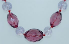 A 1930s long glass Czech bead necklace s