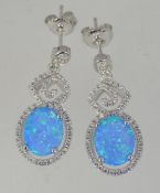 A pair of 925 silver drop earrings with