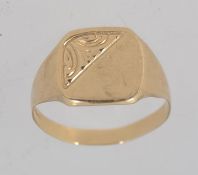 A hallmarked London 9ct gold signet ring