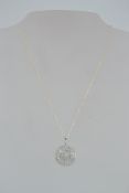 A 925 silver pendant necklace with CZ ba