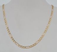 A hallmarked 9ct gold Italian Figaro link chain necklace with spring hoop clasp.