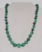 A vintage Art Deco malachite bead neckla