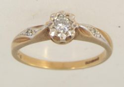 A vintage 9ct gold and diamond ring with