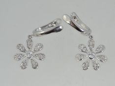 A pair of 925 silver drop earrings with