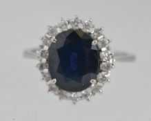 A hallmarked 750 18ct white gold ring se
