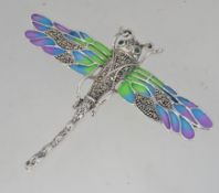 A large 925 silver plique a jour brooch