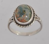 A 925 silver dress ring with central mos