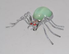 A 1940s white metal spider brooch with r