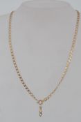A 9ct hallmarked gold curb link chain necklace with spring hoop clasp. Weight 7g. Measures 19.