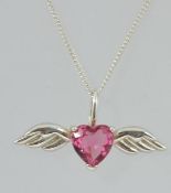 A 925 pendant necklace with a flying hea