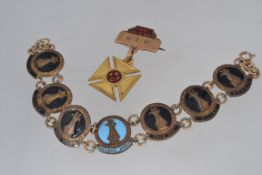 A vintage National Teachers of Dance enamel badge bracelet being re-fashioned together with a bar
