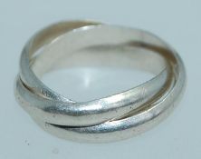 A 925 silver Russian tripple band ring.