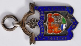 SILVER FOB MEDAL: An interesting 1920's Bristol Schoolboy's (Football) League enamel and hallmarked