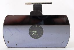 SMITHS MIRROR CLOCK: A rare classic car Smiths rear view mirror, with central incorporated clock.