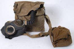 BRISTOL HOME GUARD: An original WWII Second World War issue gas mask (in bag) and forage cap.