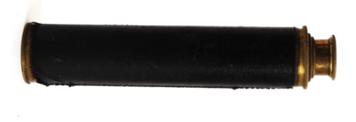 TELESCOPE: An antique three draw brass believed military / naval in origin telescope.