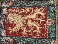 TAPESTRY: A large 20th century wall hanging tapestry Lion Pageant Coat Of Arms. 170cm x 130cm.