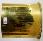 TRENCH ART: A large First World War WWI era 1915 dated artillery shell bucket / stand / planter.