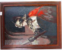 WELLINGTON PAINTING: A mid-century oil on panel painting of an English Wellington era soldier.