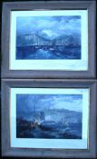 DOVER & HASTINGS: After JMW Turner ' Dover ' & ' Hastings ' framed antique prints c1851.