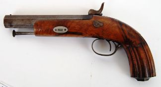 19TH CENTURY PISTOL: A 19th century continental percussion overcoat pistol.
