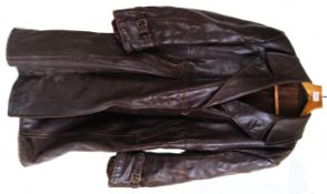 DISPATCH RIDERS COAT: A Great War WWI First World War era all leather dispatch motorcycle riders