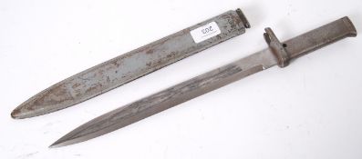 BAYONET: An original WWI First World War era German Ersatz bayonet, within the original scabbard.