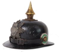 PICKELHAUBE: A late WWI First World War Saxon ersatz pickelhaube helmet,