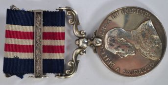 MILITARY MEDAL: A rare First World War WWI unnamed Military Medal and Bar.