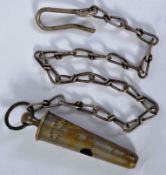 POLICE WHISTLE: An original antique Victorian Police uniform whistle,