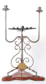 218 SQUADRON: An unusual 20th century folk art style commemorative steelwork candelabra,