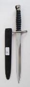 BAYONET: A 20th century Dutch Army bayonet dagger complete with composite scabbard.