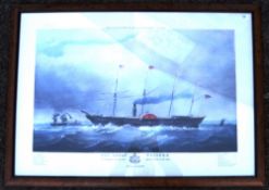 SS GREAT WESTERN: A large museum style framed print of the SS Great Western, Brunel's famous ship.