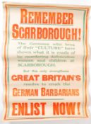 RECRUITMENT POSTER: Original wartime recruitment poster, `Remember Scarborough - Enlist Now`.