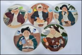A collection of five collectable Toby character plates by Davenport to include Friar Tuck,