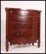 A 19th century Scottish bow front mahogany chest of two short over three long graduated drawers,