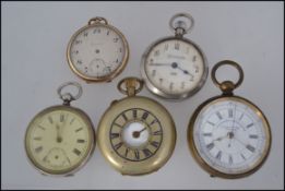 A collection of pocket watches to include a continental 800 marked watch, half hunter watch,