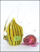 A studio glass art glass turtle figurine acid etched signed to the base for Valley Glass together