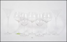 3 Dartington oversized crystal claret glasses being acid etched to base.