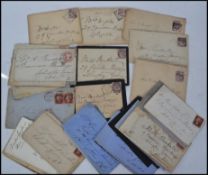STAMPS; Original bundle of 37 British Victorian envelopes all stamped (inc 24 with penny 1d reds).